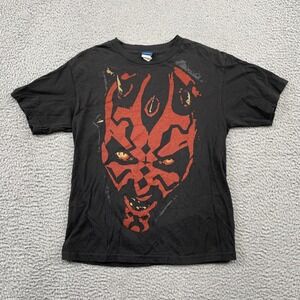 Star Wars T-Shirt Boys Large Black Darth Maul Graphic Mad Engine Short Sleeve